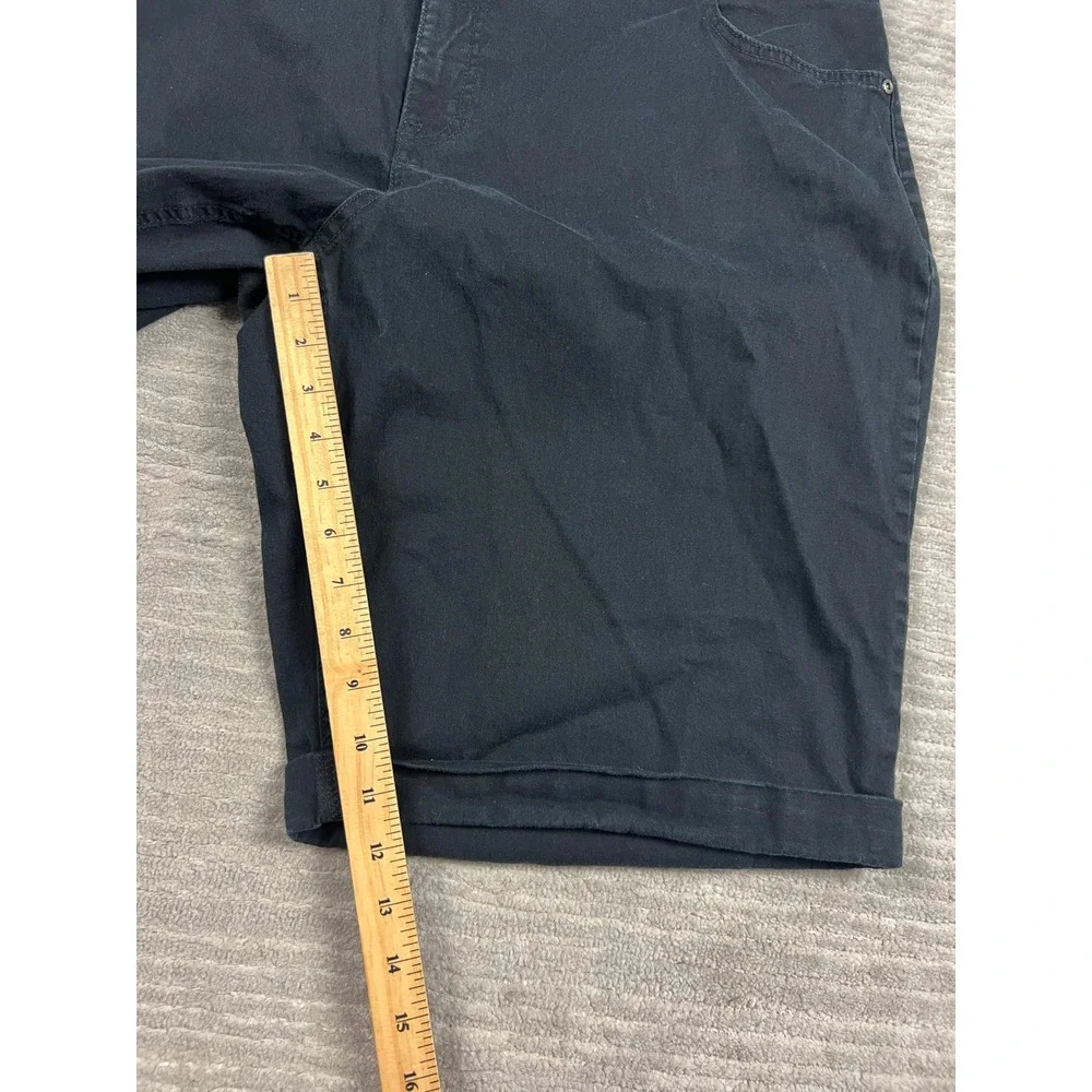 Faded Glory‎ Denim Shorts Womens 26W Black Bermuda Stretch Cuffed Mid Rise